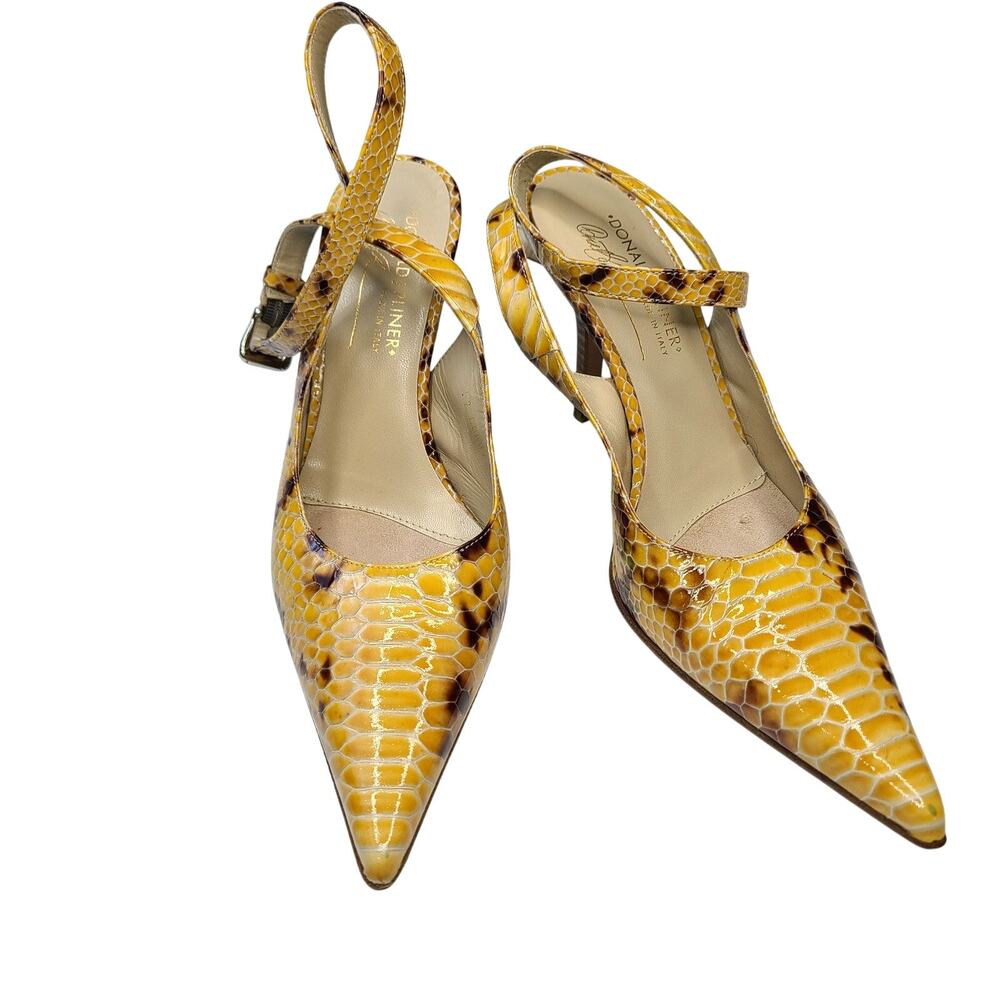 Donald J. Pliner Couture Python Leather Pumps Ankle Wrap Heels Size 7.5 M